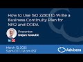 How to Use ISO 22301 to Write a Business Continuity Plan for NIS2 and DORA [live webinar]