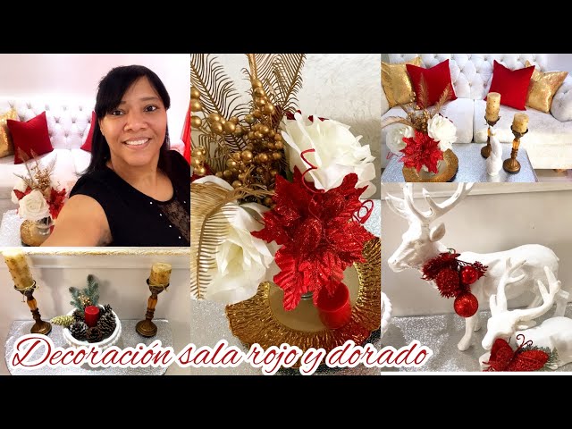 Decoración navideña sala pequeña rojo y dorado /navidad 2021/ - YouTube