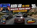 Audi A8 55 TFSI Highway Traffic Drive with Logitech G29 | GTA 5 Realistic Driving Gameplay