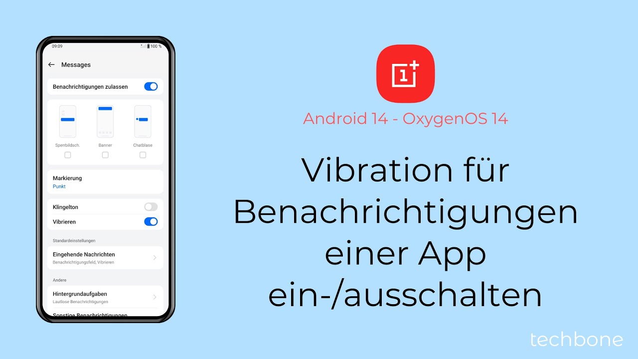 Vibration für Benachrichtigungen einer App ein-/ausschalten - OnePlus  [Android 14
