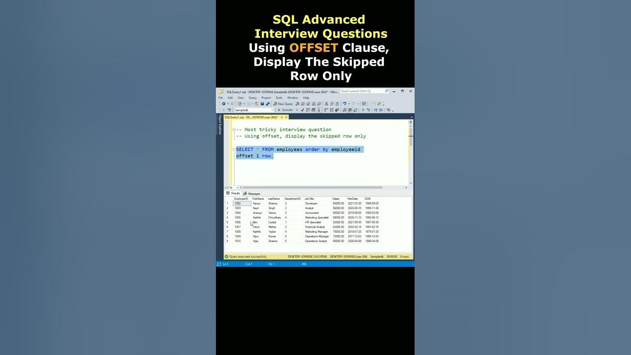Sql advanced interview questions offset clause display skipped rows