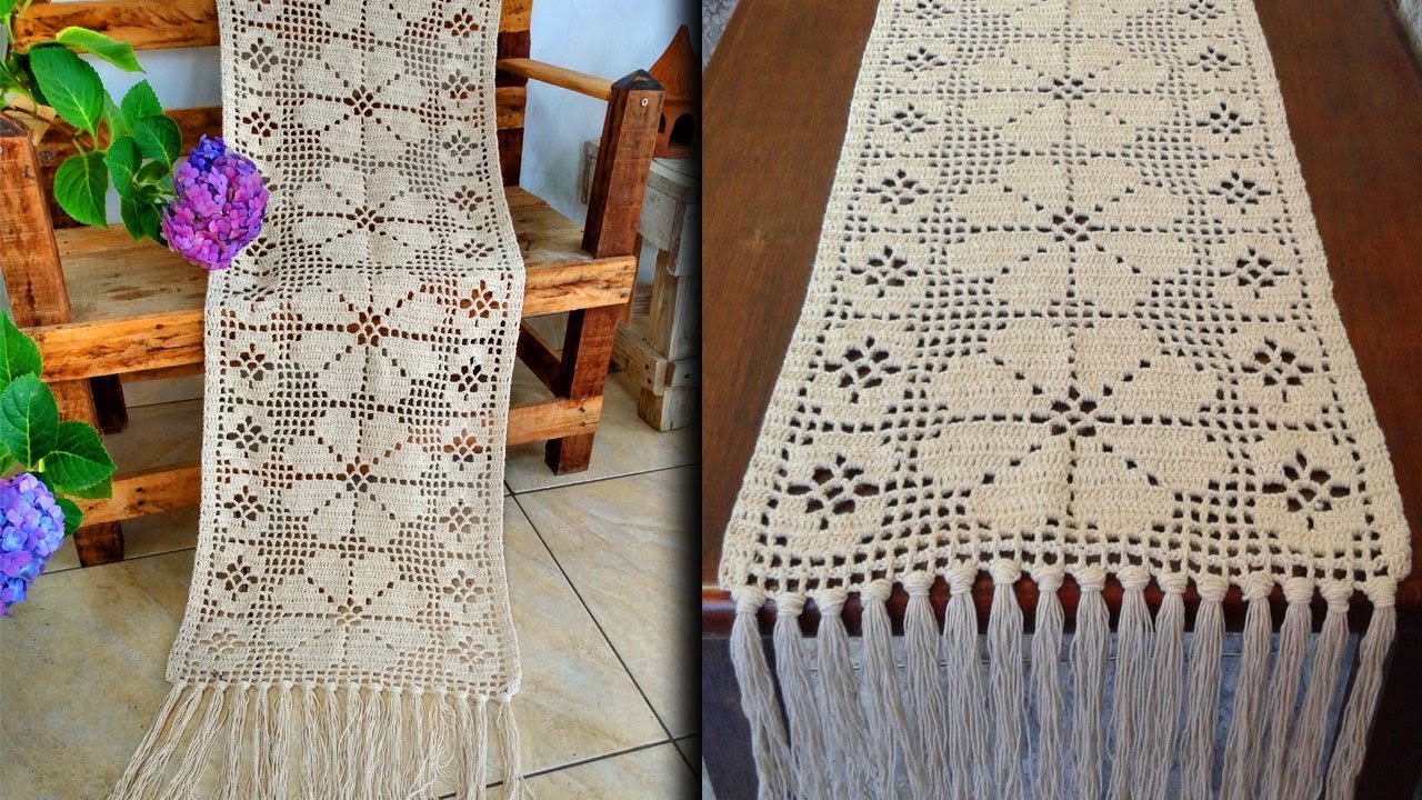 MAX TRILHO APOLO NO CROCHÊ FILÉ COM FRANJA