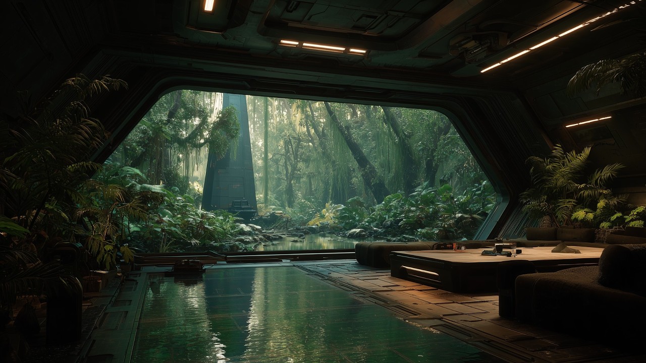 3 Hours Rain in a Remote Research Station - Sci-Fi Cyberpunk Ambient for Focus & Sleep