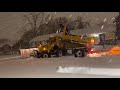 Winter storm orlena - plow truck stuck rescued by a loader.