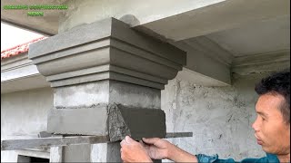 Creative Construction Techniques For Finishing Concrete Columns With Sand And Cement Bricks