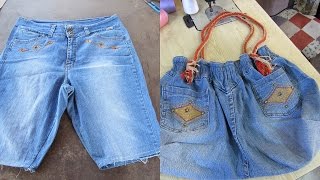 Reciclaje de Jeans: BOLSO grande con jeans reciclados