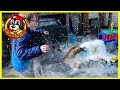 Monster jam  hot wheels monster trucks snow obstacle course and tons of elephant tooth paste