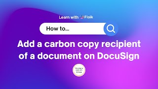 How to add a carbon copy recipient of a document on DocuSign?