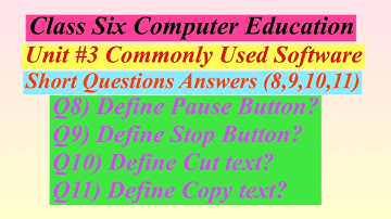 6th Class Computer Education Unit#3 Commonly Used Software Short Q/A 8,9,10,11