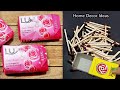 3 Superb Craft Ideas for Home Decor using Waste Soap Packet and Empty Matchbox - DIY Crafts