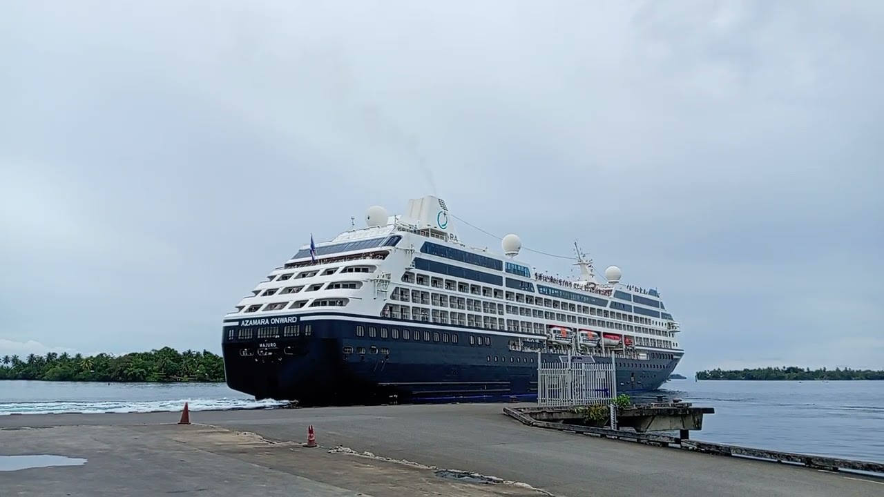 Cruise Ship MV. AZAMARA ONWARD departing Madang Province, Papua New Guinea. 