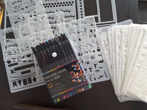 TEOYALL 42 Pcs Journal Planner Stencils Plastic Stencils with 12 Color Fineliner Pens DIY Ste Review