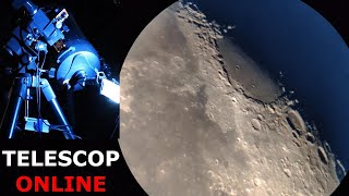 MOON ONLINE Telescope Zoom! Luna Місяць через телескоп на ранковому небі