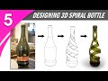 How to create a 3D wine bottle, spiral design - MUST WATCH !!!