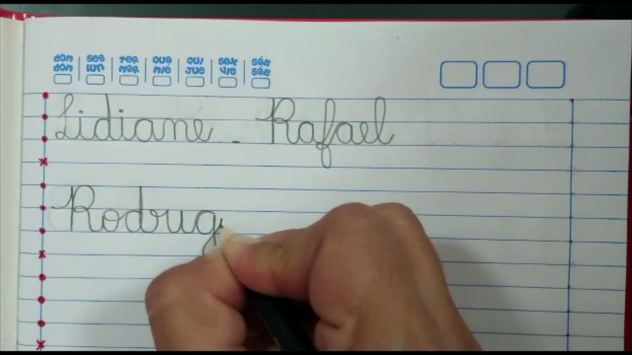 Escrita de nomes com letra cursiva - Parte I.