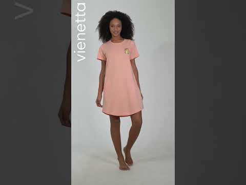 Купить Хлопковая туника с коротким рукавом VIENETTA 4070740000 в Украина в Lingerie.ua - Одяг для дому та відпочинку, Видео 1