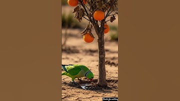 Parrots saved the orange fruit from drying by watering them😭#ai #tree #save #water #aistory #popular