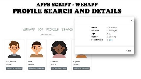 Apps Script - WebApp For Profile Search | Popup Modal | Automation From Google Sheets