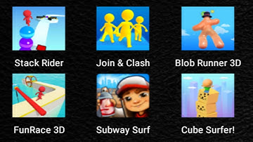 Stack Rider,Join Clash 3D,Blob Runner 3D,Fun Race 3D,Subway Surfers,Cube Surfer