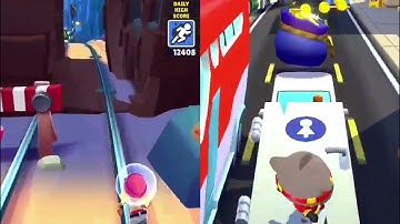 Talking Tom Hero Dash Vs Subway Surfers 😜😜 Gameplay and Walkthroughs: Android and iOS Games 😱😱"