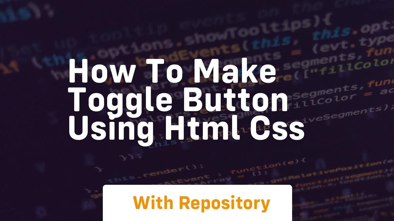 How to make toggle button using html css - YouTube