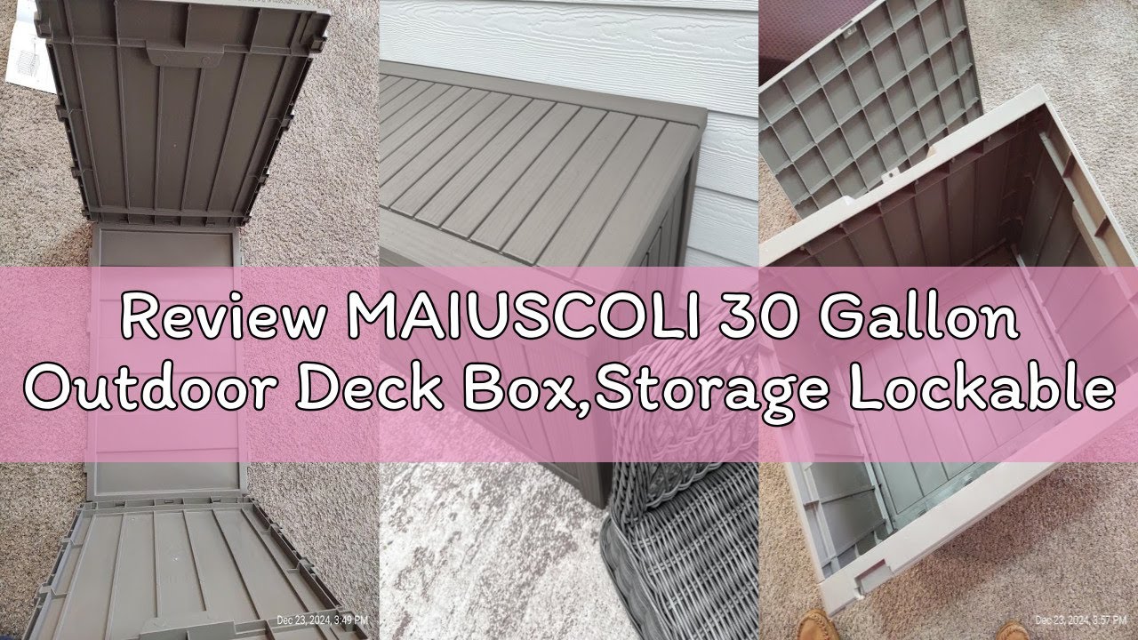 Review MAIUSCOLI 30 Gallon Outdoor Deck Box,Storage Lockable Waterproof Patio Furniture,Garden Tools