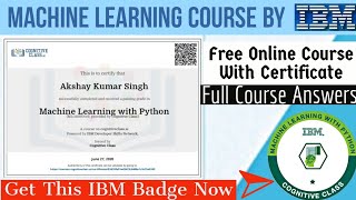 Machine Learning Course By IBM |Machine Learning With Python  Answers |Cognitive Class | Free Course