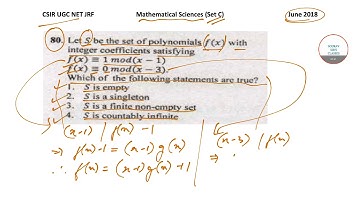 #MATHEMATICAL SCIENCES #SET C #CSIR #UGC #NET #JUNE #2018 #QUESTION 80 WITH SOLUTION 9836793076