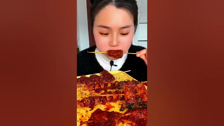 Mukbang Food, Eating Meatballs With Enoki Mushrooms Flavor Spicy Yummy, Asmr.