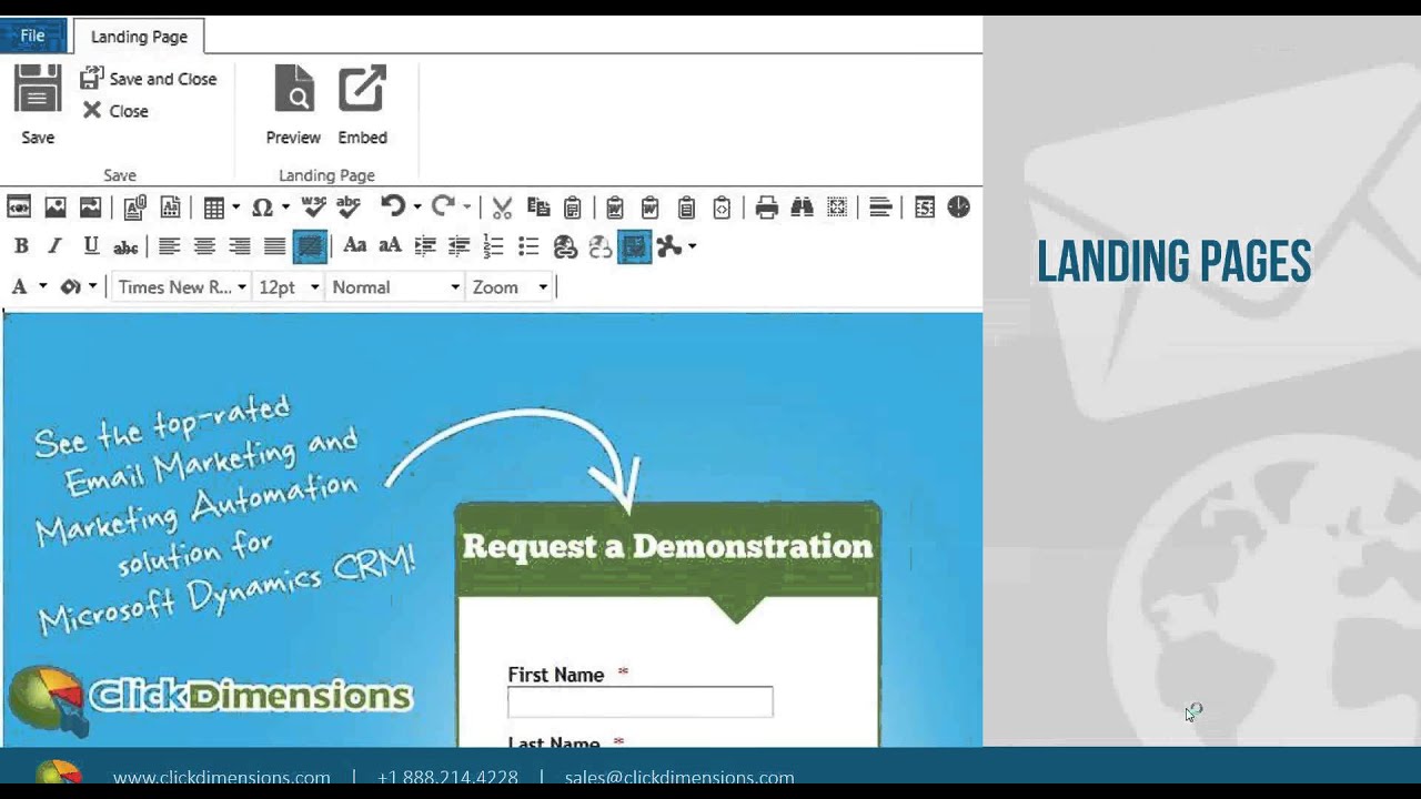 ClickDimensions Landing Pages in Microsoft Dynamics CRM - YouTube