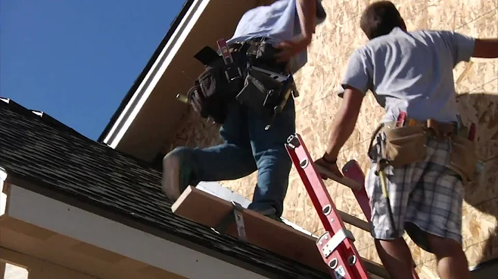 man with toolbelt climbs down roocomp3