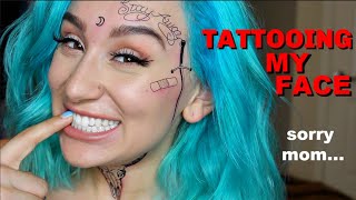 FAKE TATTOOING MY FACE & Telling MY MOM ITS REAL *i'm sorry mom*