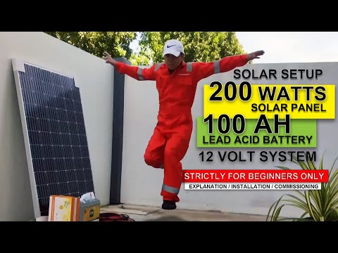complete diy solar setup 200 watts panel 100 ah battery explanation installation commissioning