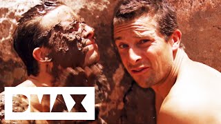 Bear Grylls Cools Off With A Mud Bath Bear Grylls Escape From Hell