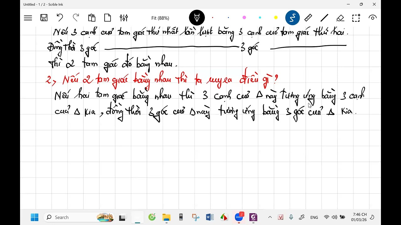 Toán lớp 7: Hai tam giác bằng nhau CCC