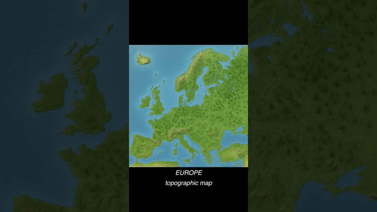 Europe's 3D shaded relief topographic map