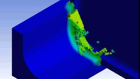 Ansys Workbench explicit dynamics cutting of AlSi 1045 with semi circle chip step example 3