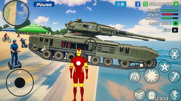 Iron Rope Hero Gangster Crime and Military Tank in Open World Game - Android Gameplay