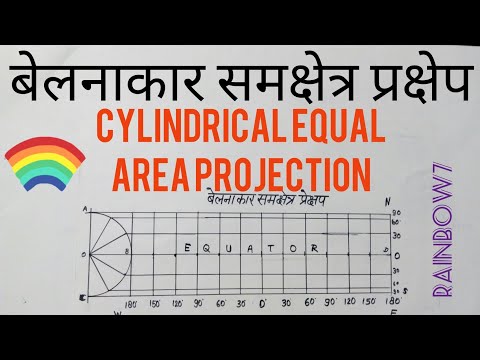 बेलनाकार समक्षेत्र प्रक्षेप  Cylindrical Equal Area Projection #CylindricalProjection #MapProjection