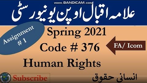 AIOU Code 376 Solved Assignment No.1 Spring  2021 || Subject: Human Rights || Level: FA/ICom