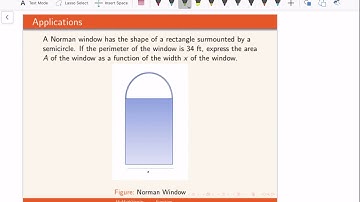 Express the area of the Norman window as a function of the width of the window
