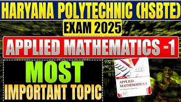 Applied Mathematics -1 Most Important Topic ll Haryana Polytechnic Important Question 