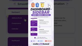 Create an Animated Dashboard Sidebar with HTML CSS JavaScript 🚀 #shorts #coding