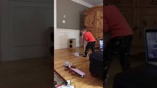 Brother and sister mess around too much in the living room