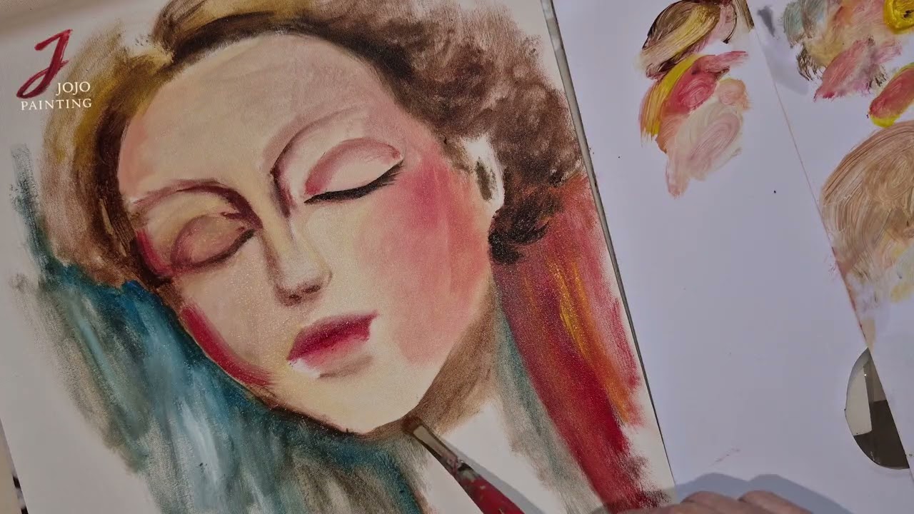 A Beautiful Easy Oil Painting Portrait| Just paint |#Iran🥀 #Oil_Portrait 