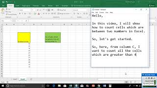 Count cells which are between two numbers in Excel