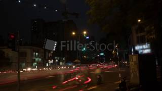 Time lapse shot of intersection at night, Hanoi, Vietnam.