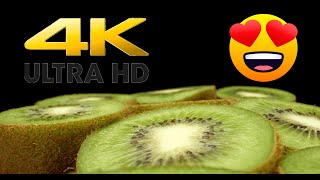 Kiwi fruit very close macro - video 4k hdr