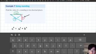 Year 9 - Finding the Length of a Shorter Side using Pythagoras' Theorem - Example 2 (3/4)