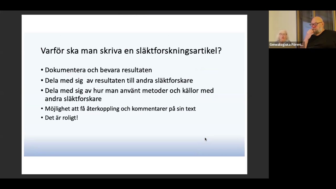 Att skriva en släktforskningsartikel - M Wallius, M Lundholm